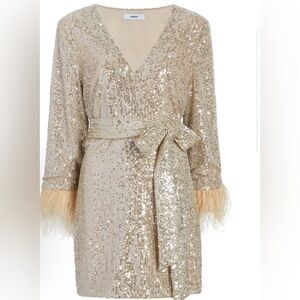 Pink Sequin Feather Goddess dress